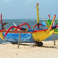 Traditional fishing boats on Sanur beach